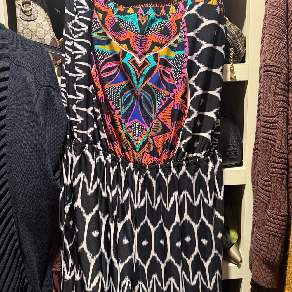 INC International Concepts Black and Multicolor Jumpsuit